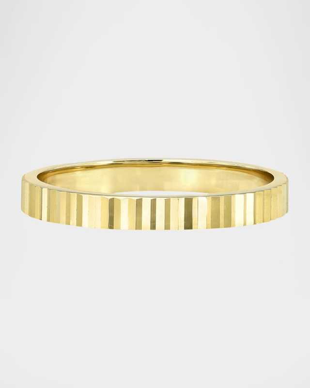 14K Yellow Gold Thin Notched Ring, Size